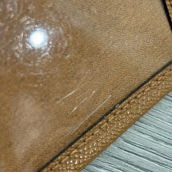 COACH card case wallet - COACH ID case mini brown tan - COACH tan wallet gold - Picture 3 of 4